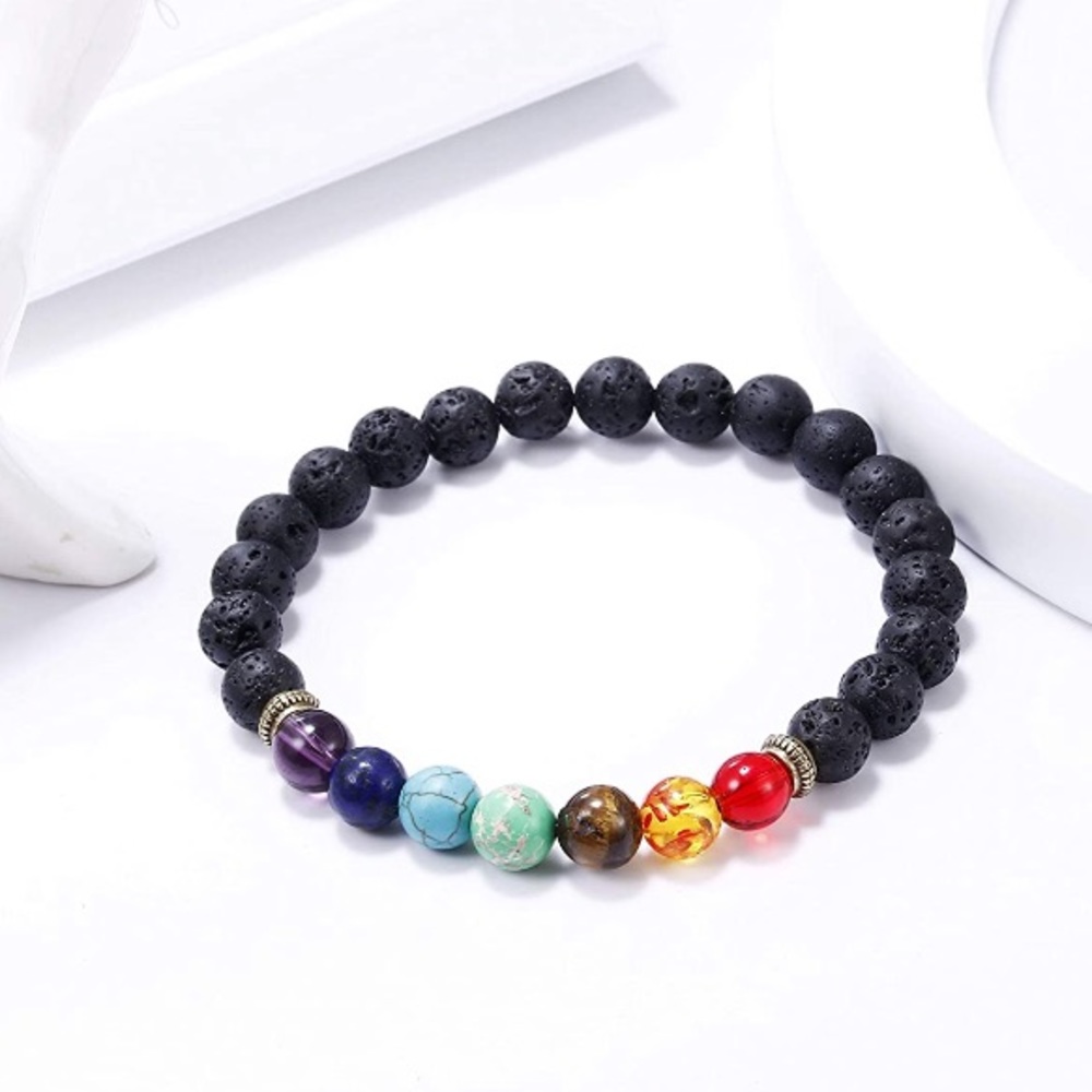 3/$30 7 Chakra Lava Stone Bracelet